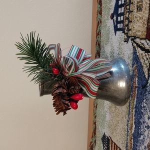 Pewter Bell Candlestick Taper Candle Holder w/ Anvil Logo + Christmas Decoration